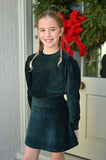 PEYTON TOP - DARK GREEN VELOUR