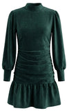 SERENA DRESS - DARK GREEN VELOUR