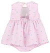 GIRLS PINK EMBROIDERED PARTY SCALLOP DRESS - KEYHOLE BACK