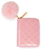 SPARKLE QUILTED WALLET - LIGHT PINK