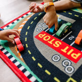 ROUND THE SPEEDWAY RACE TRACK RUG AND CAR SET