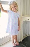 KNIT PLAY DRESS FLORAL PASTEL STRIPE