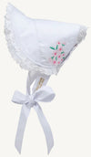 CATESBY COUNTRY CLUB BONNET  WORTH AVENUE WHITE WITH FLOWER EMBROIDERY