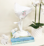 CATESBY COUNTRY CLUB BONNET  WORTH AVENUE WHITE WITH FLOWER EMBROIDERY