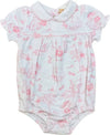 PINK TOILE BUNNY BUBBLE WITH ROUND COLAR