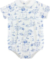 BLUE BUNNY TOILE BUBBLE WITH ROUND COLAR