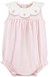 PINK EMBROIDERED FLOWER BIB BUBBLE