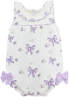 LAVENDER BOW PRINTED BUBBLE WITH RUFFLE COLLAR