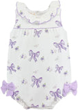 LAVENDER BOW PRINTED BUBBLE WITH RUFFLE COLLAR