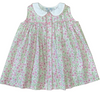 PINK DITSY OPEN FRONT DRESS WITH PINK PIPPING