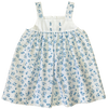 FRENCH BLUE FLORAL EMBROIDERED WHITE TOP DRESS