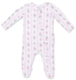 BELLA ROSE STRIPE - 2 WAY RUFFLE BACK ZIPPER FOOTIE