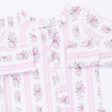 BELLA ROSE STRIPE - 2 WAY RUFFLE BACK ZIPPER FOOTIE