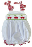 CHERRY SMOCKED STRAP BUBBLE