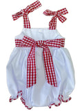 CHERRY SMOCKED STRAP BUBBLE