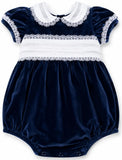 SKY NAVY VELVET SASH WAIST BUBBLE