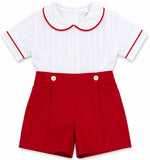 JOSEPH RED BUTTON-ON SHORT SET