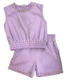 LSU LAVENDER STUD SHORT SET