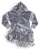 LAVENDER VELVET VELOUR SKIRT SET