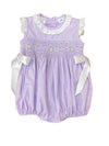 LULU BEBE LAVENDER GEO SMOCKED WAIST BUBBLE WITH RIBBON