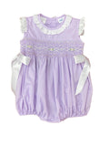 LULU BEBE LAVENDER GEO SMOCKED WAIST BUBBLE WITH RIBBON