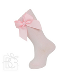 KNEE SOCK WITH GROSGRAIN SIDE BOW - PINK