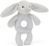 BASHFUL SILVER BUNNY RING RATTLE
