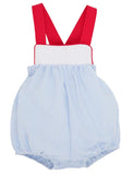 SAMPREY SUNSUIT BREAKERS BLUE SEESUCKER WITH WORH AVENUE WHITE AND RICHMOND RED