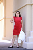 DELUXE VELVET SHIFT DRESS - RED