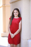 DELUXE VELVET SHIFT DRESS - RED