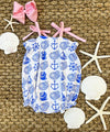 ROSEY ROMPER WILMINGTON WATERS ( WORTH AVENUE WHITE ) WITH PIER PARTY PINK
