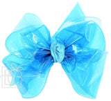 5.5" WATERPROOF HAIR BOW WITH ALLIGATOR CLIP - TURQUOISE