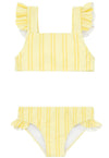 PINEAPPLE STRIPE RUFFLE TIE BACK BIKINI