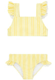 GIRLS PINEAPPLE STRIPE RUFFLE TIE BACK BIKINI