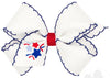 MEDIUM GROSGRAIN HAIR BOW WITH MOONSTITCH EDGE AND PATRIOTIC FIREWORK EMBROIDERY