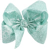 HUGE GLITTER METALLIC HAIR BOW - AQUAMARINE