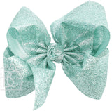 HUGE GLITTER METALLIC HAIR BOW - AQUAMARINE
