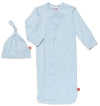 PIN DOT BLUE MODAL MAGNETIC ME COZY SLEEPER GOWN AND HAT SET