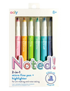 NOTED 2-IN-1 MICRO FINE TIP PEN AND HIGHLIGHTERS - SET OF 6