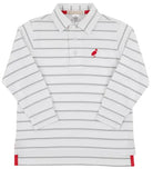 LONG SLEEVE PRIM AND PROPER POLO - GRANTLEY GRAY STRIPE