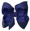 HUGE SIGNATURE GROSGRAIN DOUBLE KNOT BOW ON CLIP - NAVY