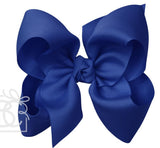 HUGE SIGNATURE GROSGRAIN DOUBLE KNOT BOW ON CLIP - ROYAL BLUE