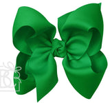 HUGE SIGNATURE GROSGRAIN DOUBLE KNOT BOW ON CLIP - EMERALD