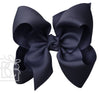 HUGE SIGNATURE GROSGRAIN DOUBLE KNOT BOW ON CLIP - DARK NAVY