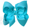 HUGE SIGNATURE GROSGRAIN DOUBLE KNOT BOW ON CLIP - TURQUOISE