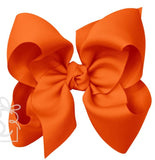 HUGE SIGNATURE GROSGRAIN DOUBLE KNOT BOW ON CLIP - ORANGE