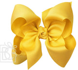 HUGE SIGNATURE GROSGRAIN DOUBLE KNOT BOW ON CLIP - BRIGHT YELLOW