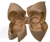 HUGE SIGNATURE GROSGRAIN DOUBLE KNOT BOW ON CLIP - TAUPE