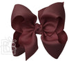 HUGE SIGNATURE GROSGRAIN DOUBLE KNOT BOW ON CLIP - BURGUNDY