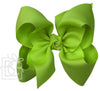 HUGE SIGNATURE GROSGRAIN DOUBLE KNOT BOW ON CLIP - APPLE GREEN